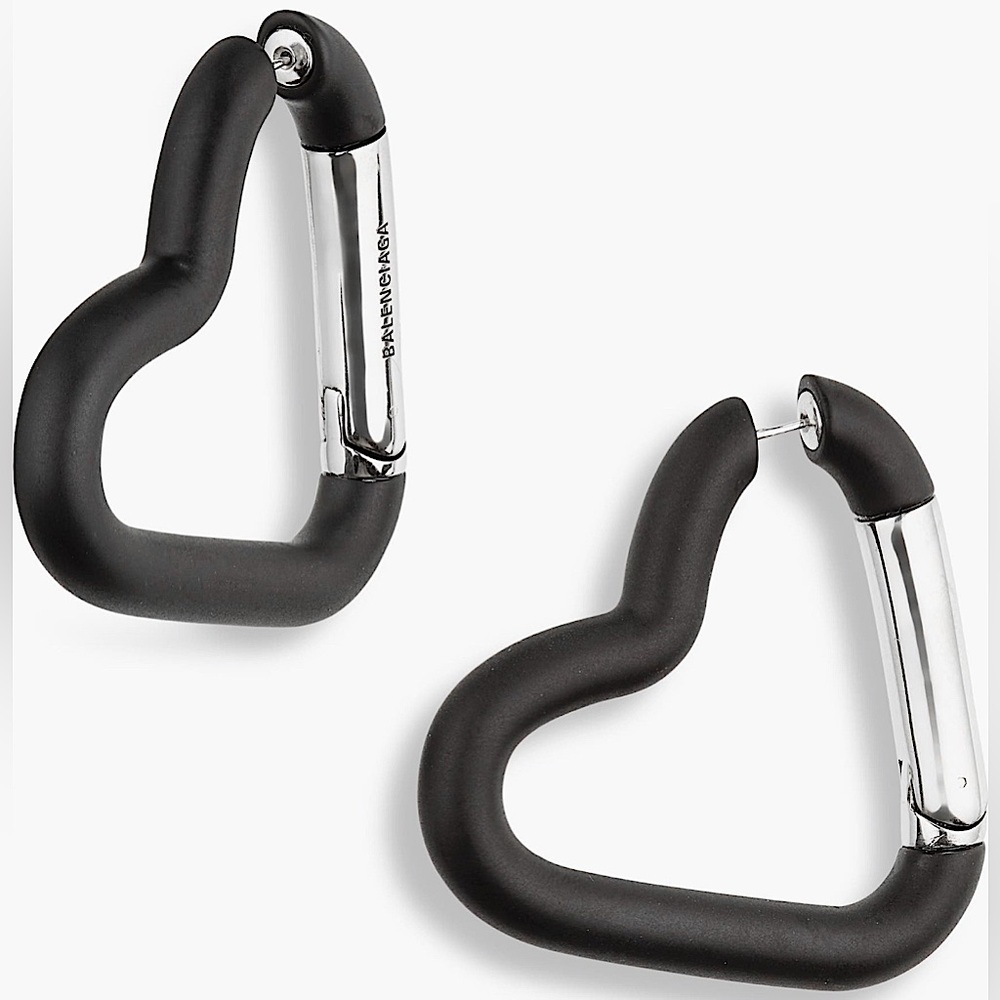 NEW🔥BALENCIAGA Love Carabiner Heart Hoop Earrings🔥 - Picture 2 of 11